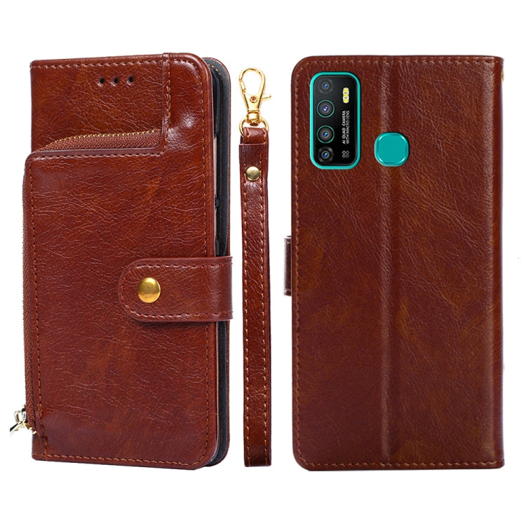 X655C Zipper Bag Leather Phone Case(Brown) Eurekaonline
