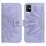 For Infinix Note 10 Skin Feel Sun Flower Pattern Flip Leather Phone Case with Lanyard(Purple) Eurekaonline