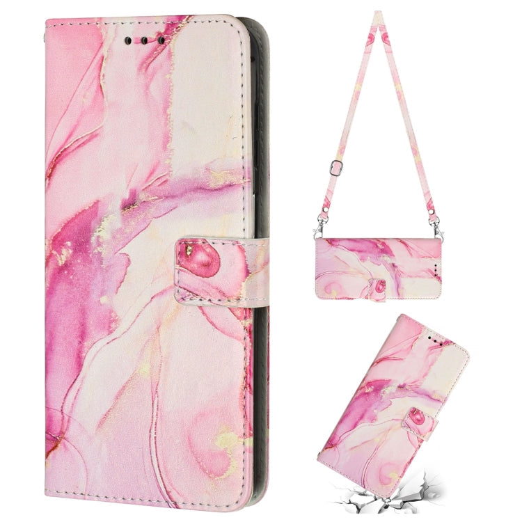 For Infinix Note 12 G96 Crossbody Painted Marble Pattern Leather Phone Case(Rose Gold) Eurekaonline