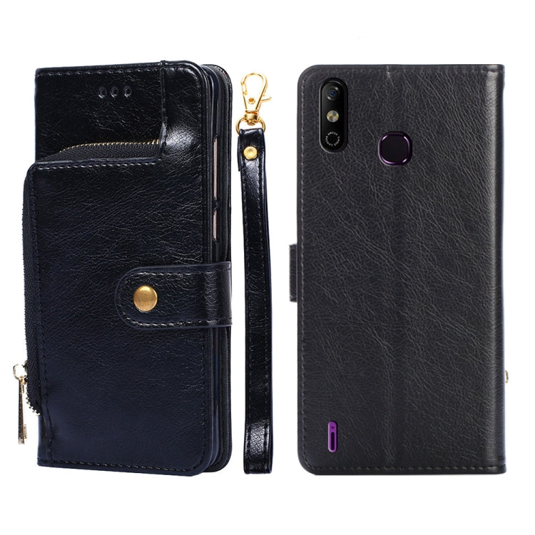 For Infinix Smart 4/X653 Zipper Bag Leather Phone Case(Black) Eurekaonline