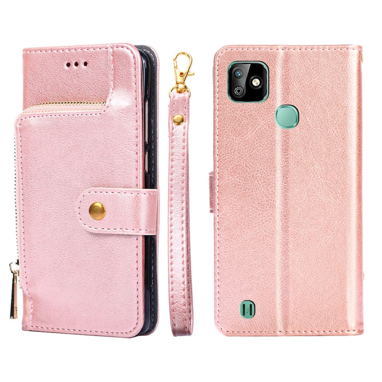 X612 Zipper Bag Leather Phone Case(Rose Gold) Eurekaonline