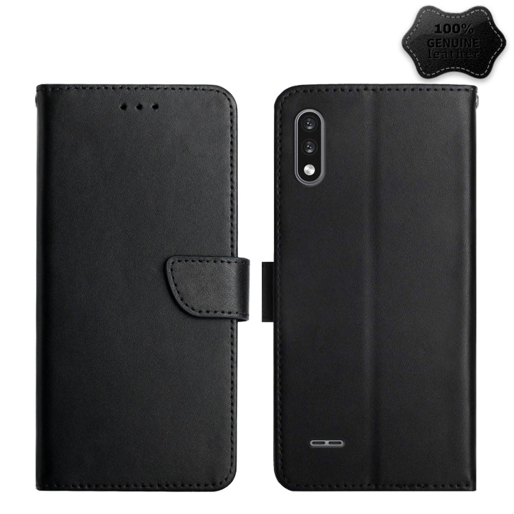 For LG K22 Genuine Leather Fingerprint-proof Flip Phone Case(Black) Eurekaonline
