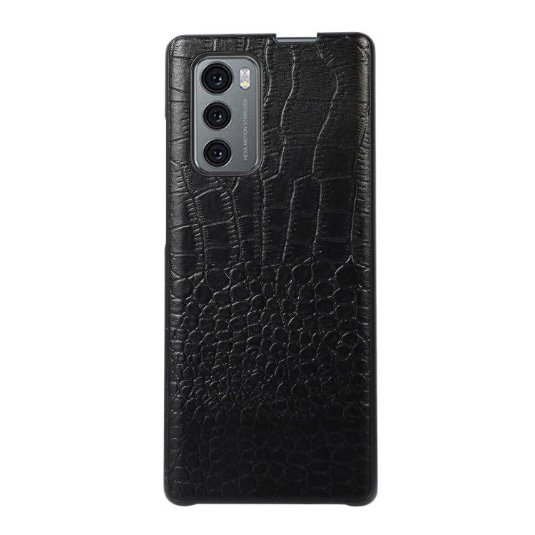 For LG Wing 5G Crocodile Top Layer Cowhide Leather Phone Case(Black) Eurekaonline