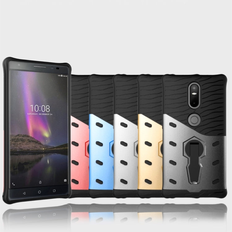 For Lenovo Phab2 Plus Shock-Resistant 360 Degree Spin Sniper Hybrid Case TPU + PC Combination Case with Holder(Black) Eurekaonline