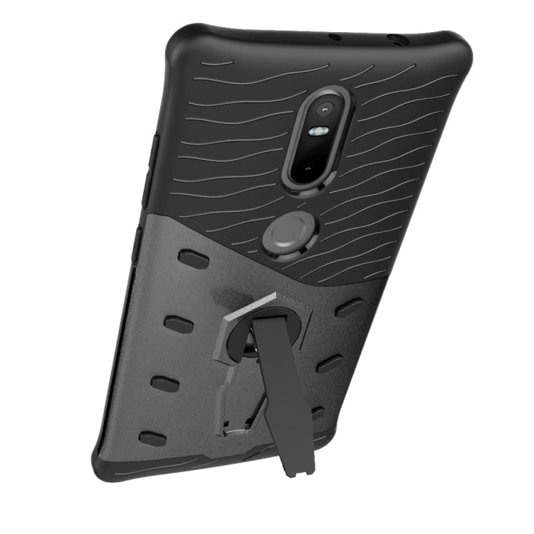 For Lenovo Phab2 Plus Shock-Resistant 360 Degree Spin Sniper Hybrid Case TPU + PC Combination Case with Holder(Black) Eurekaonline