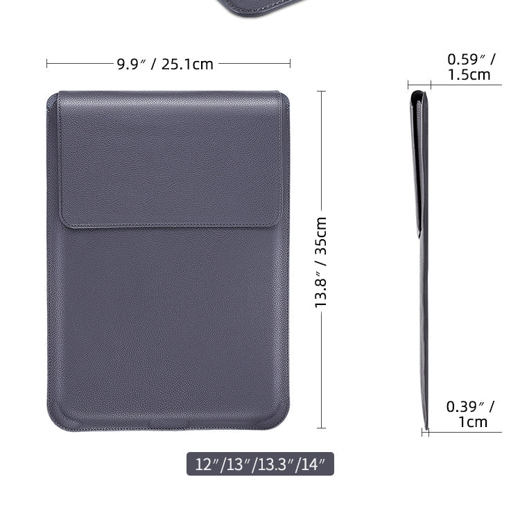  14 inch PU Leather 4 in 1 Laptop Bag with Functional Bracket(Black) Eurekaonline