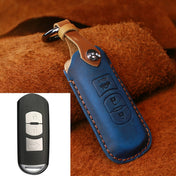 For Mazda Old Style Car Cowhide Leather Key Protective Cover Key Case, Three Keys Version (Blue) Eurekaonline