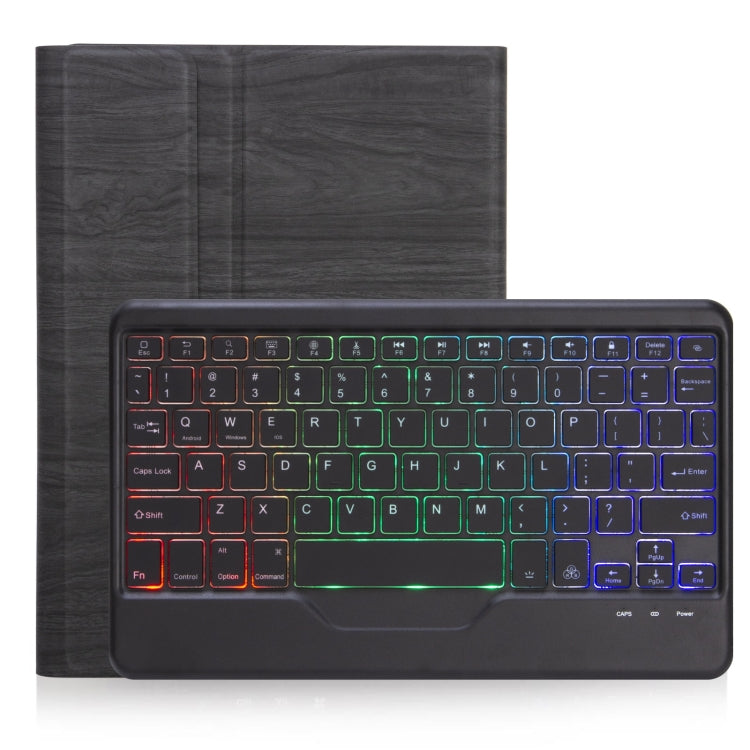  1 SFGOS Tri-color Backlit Tree Texture Bluetooth Keyboard Leather Case(Black + Black) Eurekaonline