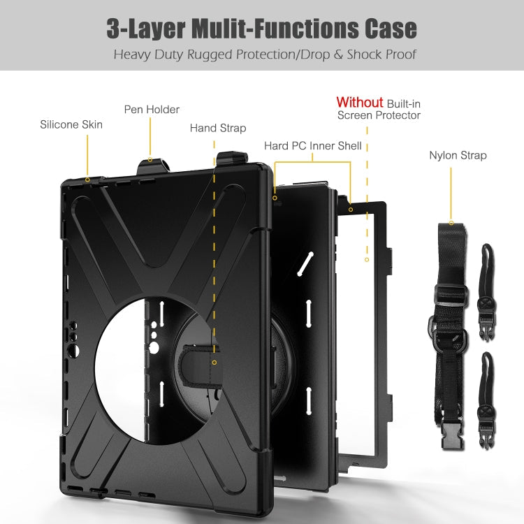  7+ Shockproof Colorful Silicone + PC Protective Case with Holder & Hand Strap & Pen Slot(Black) Eurekaonline