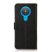 For Nokia 1.4 KHAZNEH Side-Magnetic Litchi Genuine Leather RFID Phone Case(Black) Eurekaonline