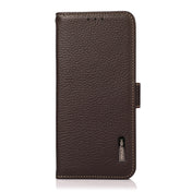 For Nokia 1.4 KHAZNEH Side-Magnetic Litchi Genuine Leather RFID Phone Case(Brown) Eurekaonline