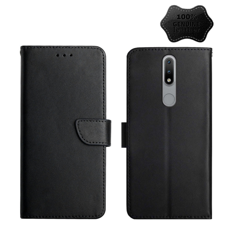 For Nokia 2.4 Genuine Leather Fingerprint-proof Horizontal Flip Phone Case(Black) Eurekaonline