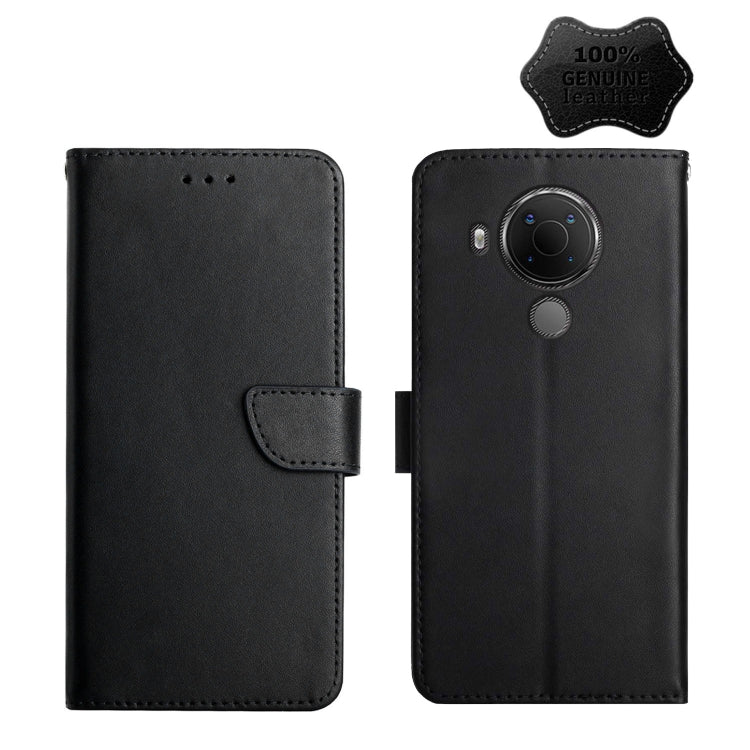 For Nokia 5.4 Genuine Leather Fingerprint-proof Horizontal Flip Phone Case(Black) Eurekaonline