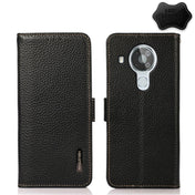 For Nokia 7.3 KHAZNEH Side-Magnetic Litchi Genuine Leather RFID Phone Case(Black) Eurekaonline