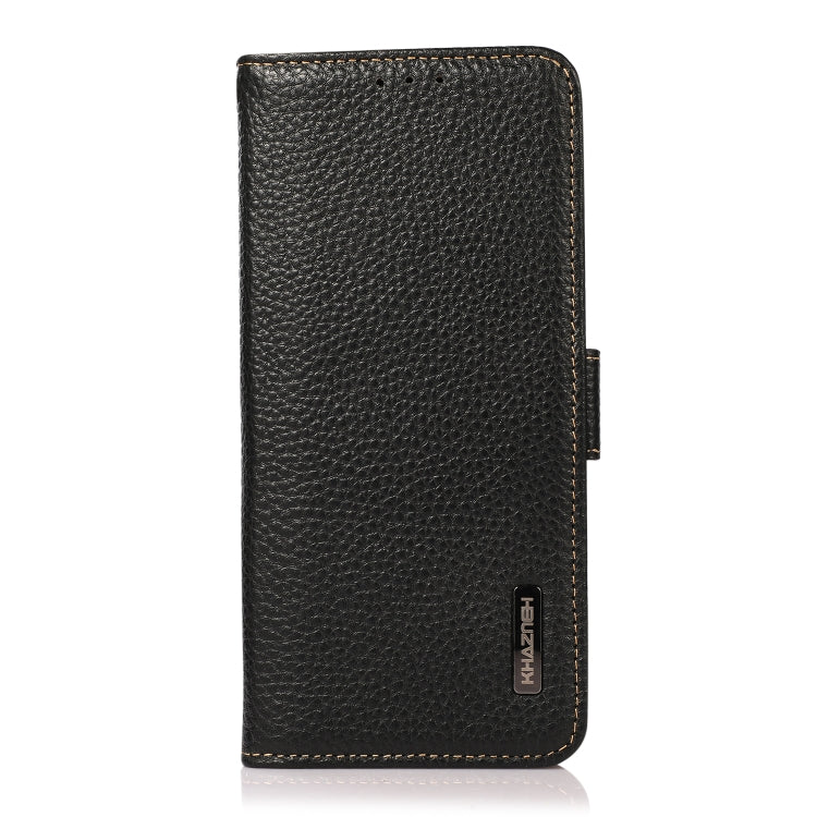 For Nokia 7.3 KHAZNEH Side-Magnetic Litchi Genuine Leather RFID Phone Case(Black) Eurekaonline