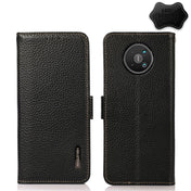 For Nokia 8 V 5G KHAZNEH Side-Magnetic Litchi Genuine Leather RFID Phone Case(Black) Eurekaonline