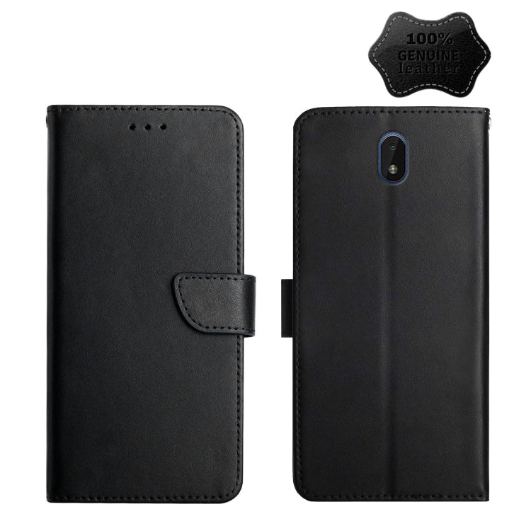 For Nokia C01 Plus Genuine Leather Fingerprint-proof Horizontal Flip Phone Case(Black) Eurekaonline