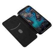 For Nokia C1 Plus Carbon Fiber Texture Horizontal Flip TPU + PC + PU Leather Case with Card Slot(Black) Eurekaonline