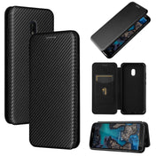 For Nokia C1 Plus Carbon Fiber Texture Horizontal Flip TPU + PC + PU Leather Case with Card Slot(Black) Eurekaonline