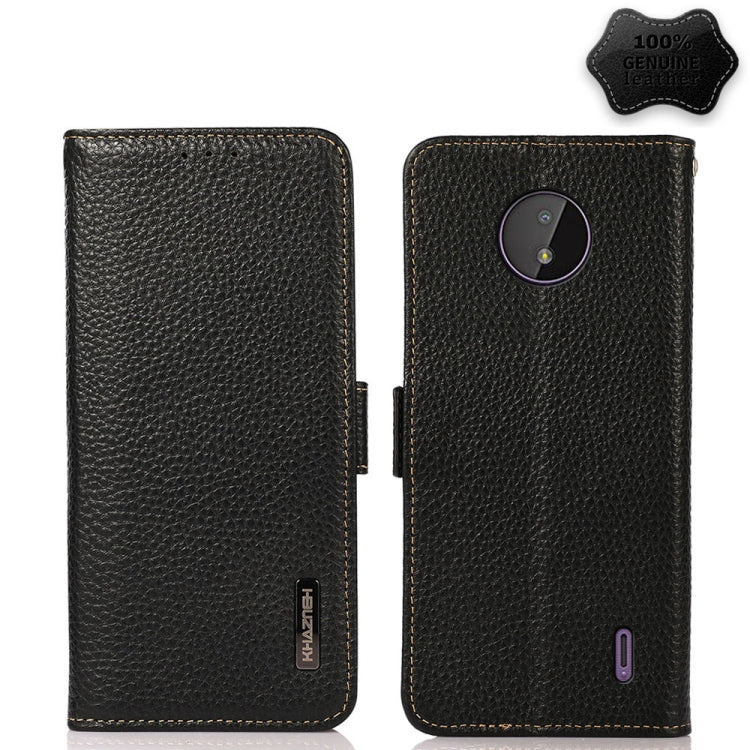  C20 KHAZNEH Side-Magnetic Litchi Genuine Leather RFID Phone Case(Black) Eurekaonline