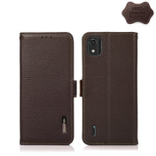 For Nokia C2 2nd Edition KHAZNEH Side-Magnetic Litchi Genuine Leather RFID Phone Case(Brown) Eurekaonline