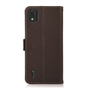 For Nokia C2 2nd Edition KHAZNEH Side-Magnetic Litchi Genuine Leather RFID Phone Case(Brown) Eurekaonline