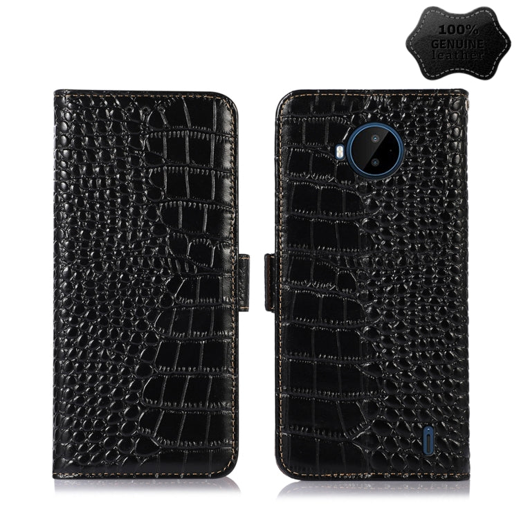 For Nokia C20 Plus Crocodile Top Layer Cowhide Leather Phone Case(Black) Eurekaonline