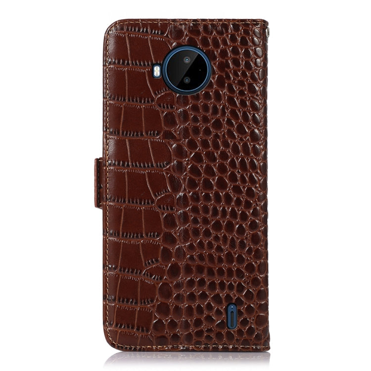 For Nokia C20 Plus Crocodile Top Layer Cowhide Leather Phone Case(Brown) Eurekaonline