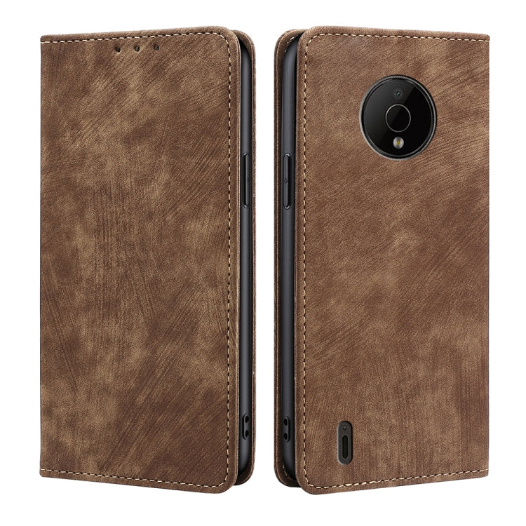 For Nokia C200 Anti-theft Brush Magnetic Leather Phone Case(Brown) Eurekaonline