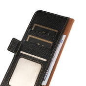 For Nokia C21 KHAZNEH Side-Magnetic Litchi Genuine Leather RFID Phone Case(Black) Eurekaonline