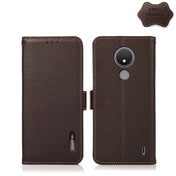 For Nokia C21 KHAZNEH Side-Magnetic Litchi Genuine Leather RFID Phone Case(Brown) Eurekaonline