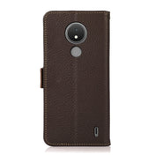 For Nokia C21 KHAZNEH Side-Magnetic Litchi Genuine Leather RFID Phone Case(Brown) Eurekaonline