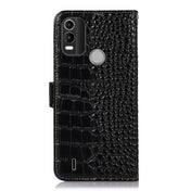 For Nokia C21 Plus Crocodile Top Layer Cowhide Leather Phone Case(Black) Eurekaonline