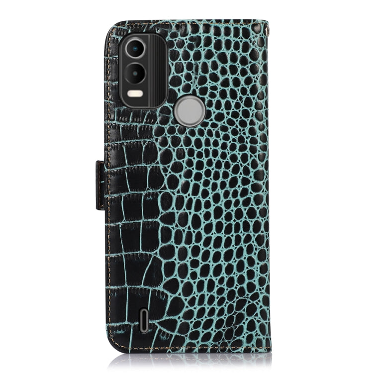 For Nokia C21 Plus Crocodile Top Layer Cowhide Leather Phone Case(Green) Eurekaonline