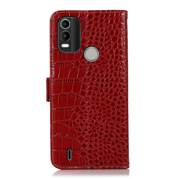 For Nokia C21 Plus Crocodile Top Layer Cowhide Leather Phone Case(Red) Eurekaonline