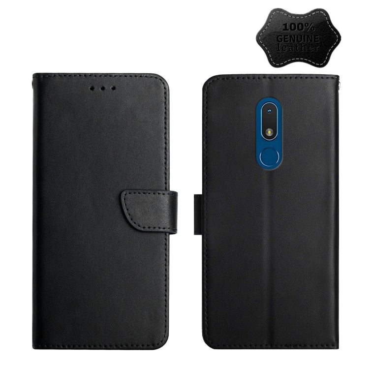 For Nokia C3 Genuine Leather Fingerprint-proof Horizontal Flip Phone Case(Black) Eurekaonline