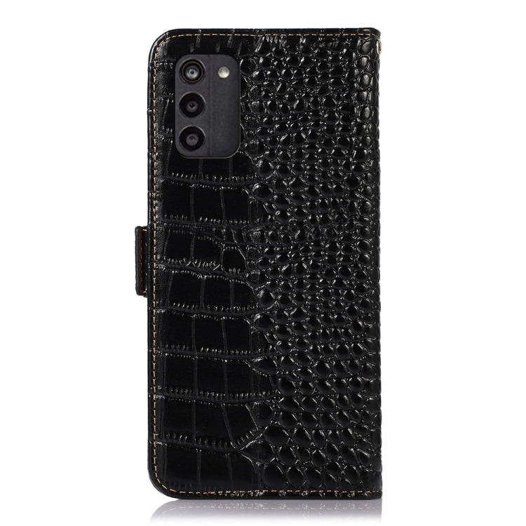 For Nokia G100 Crocodile Top Layer Cowhide Leather Phone Case(Black) Eurekaonline