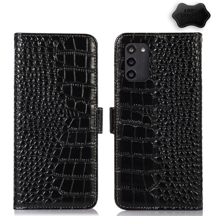 For Nokia G100 Crocodile Top Layer Cowhide Leather Phone Case(Black) Eurekaonline