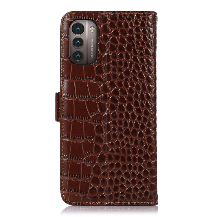 For Nokia G11 / G21 4G Crocodile Top Layer Cowhide Leather Phone Case(Brown) Eurekaonline