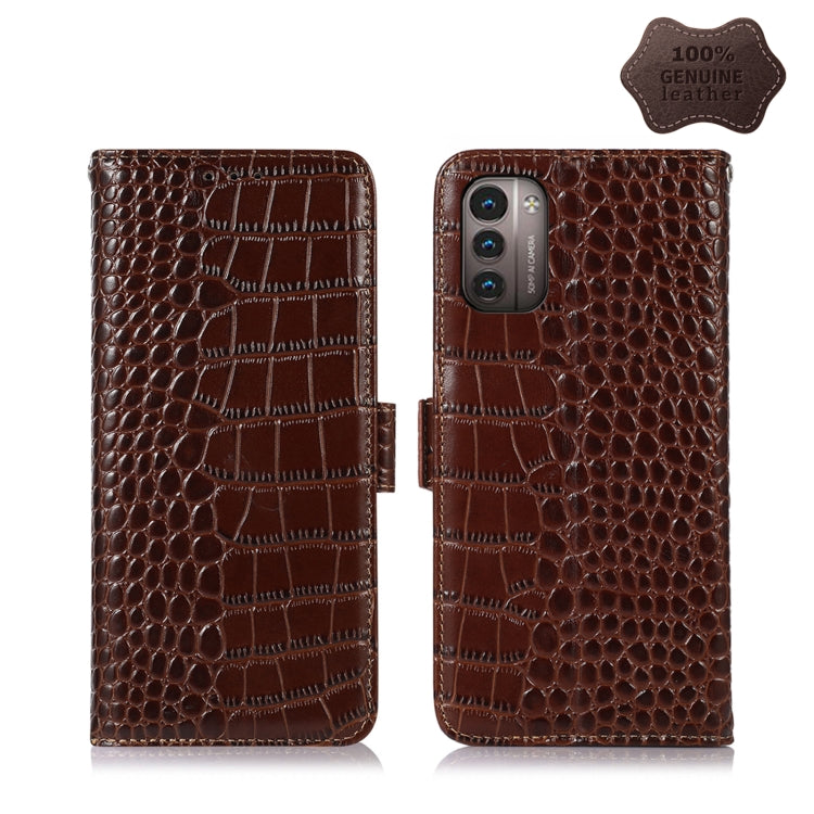 For Nokia G11 / G21 4G Crocodile Top Layer Cowhide Leather Phone Case(Brown) Eurekaonline