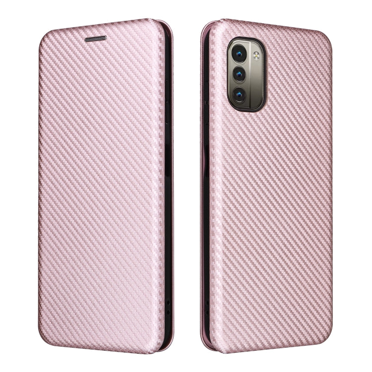 For Nokia G11 / G21 Carbon Fiber Texture Leather Phone Case(Pink) Eurekaonline