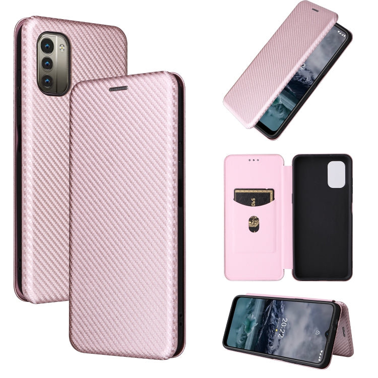  G21 Carbon Fiber Texture Leather Phone Case(Pink) Eurekaonline