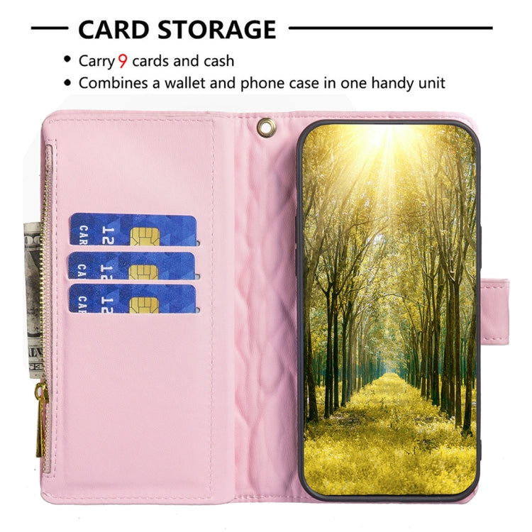 For Nokia G11 / G21 Diamond Lattice Zipper Wallet Leather Flip Phone Case(Pink) Eurekaonline