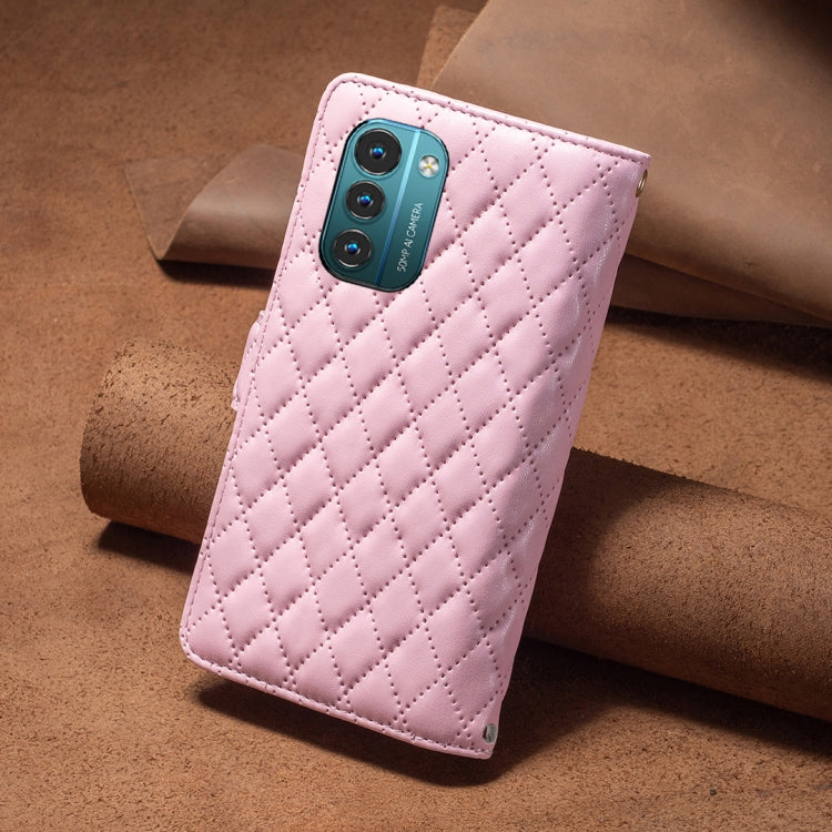 For Nokia G11 / G21 Diamond Lattice Zipper Wallet Leather Flip Phone Case(Pink) Eurekaonline