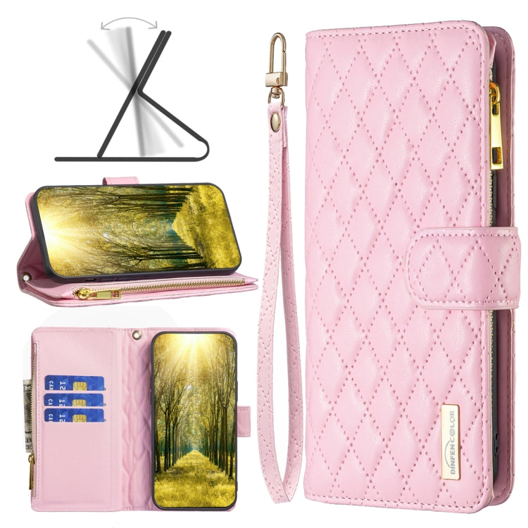 For Nokia G11 / G21 Diamond Lattice Zipper Wallet Leather Flip Phone Case(Pink) Eurekaonline