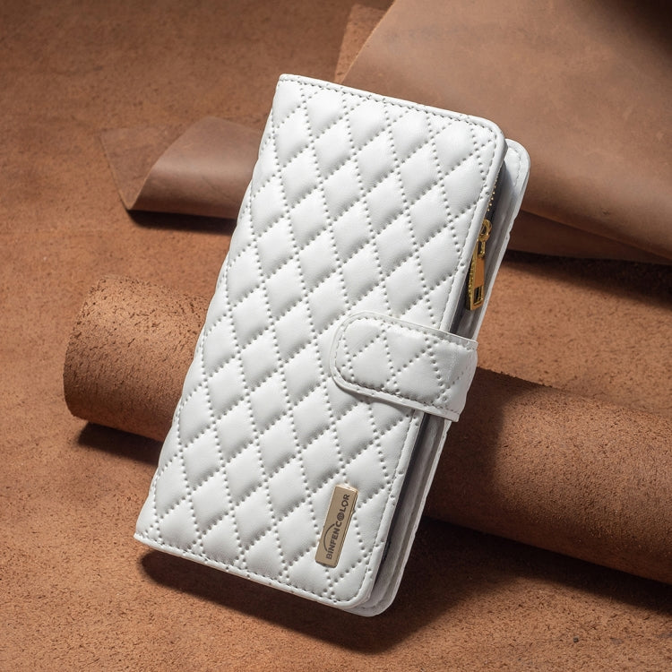 For Nokia G11 / G21 Diamond Lattice Zipper Wallet Leather Flip Phone Case(White) Eurekaonline