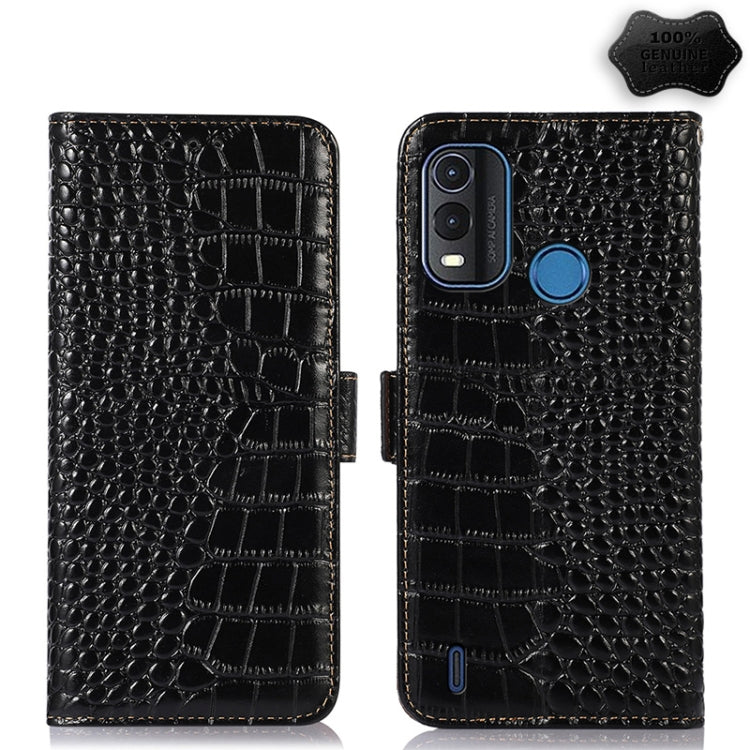 For Nokia G11 Plus Crocodile Top Layer Cowhide Leather Phone Case(Black) Eurekaonline