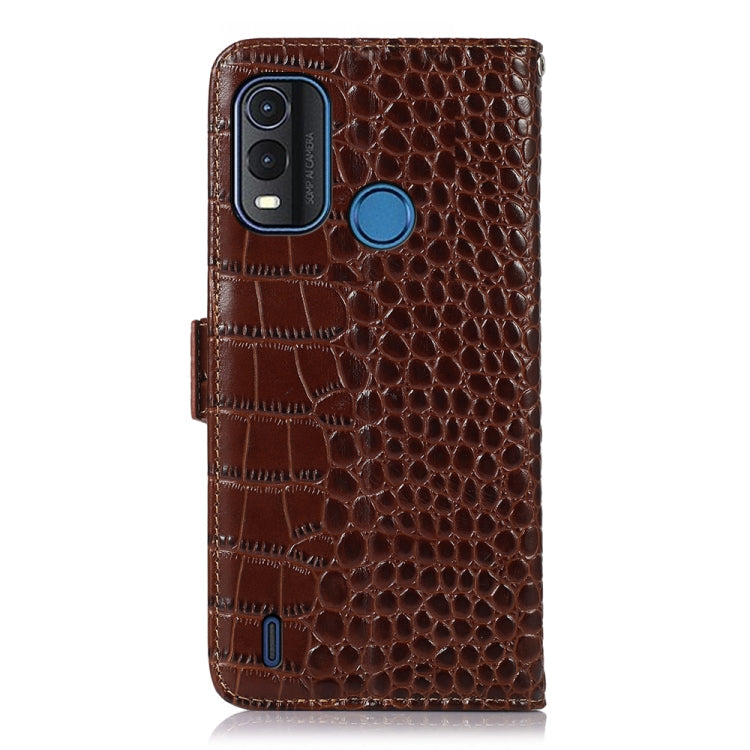For Nokia G11 Plus Crocodile Top Layer Cowhide Leather Phone Case(Brown) Eurekaonline