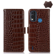 For Nokia G11 Plus Crocodile Top Layer Cowhide Leather Phone Case(Brown) Eurekaonline