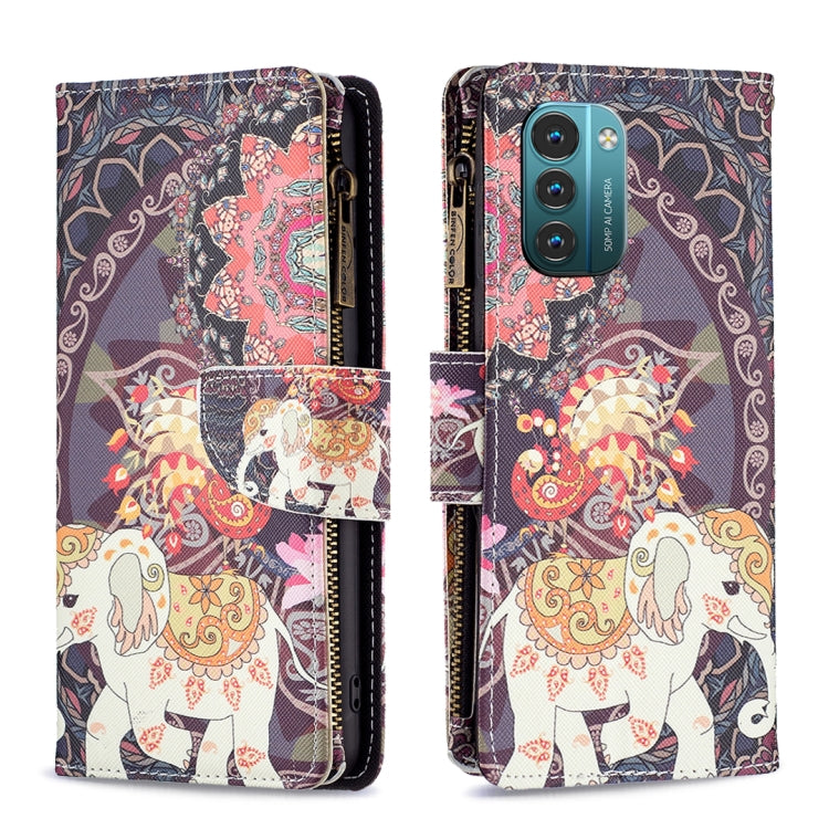  G11 Colored Drawing Pattern Zipper Leather Phone Case(Flower Elephants) Eurekaonline
